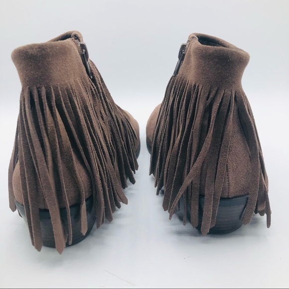 Steve Madden‎ RANCO fringe low heel leather round toe ankle booties taupe 6.5 - Picture 10 of 11